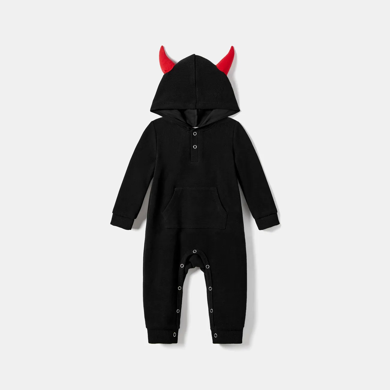 Halloween Family Matching 3D Bat Hooded Long-sleeve Sweatshirt Tops Black big image 1