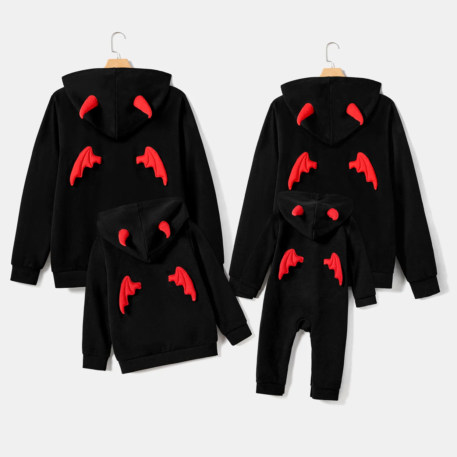 Halloween Family Matching 3D Bat Hooded Long-sleeve Sweatshirt Tops