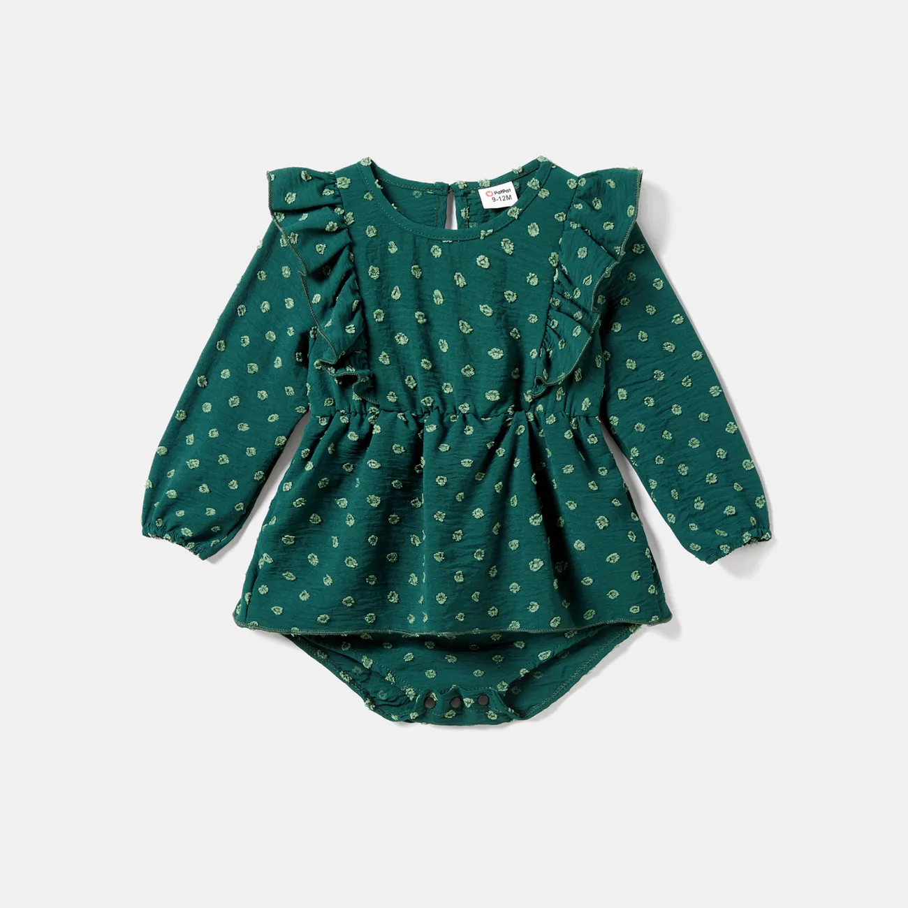 Family Matching Green Surplice Neck Belted Dresses and Plaid Shirts Sets Green big image 1