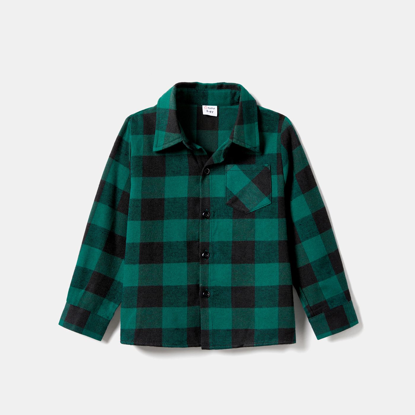 

Family Matching Green Surplice Neck Belted Dresses and Plaid Shirts Sets