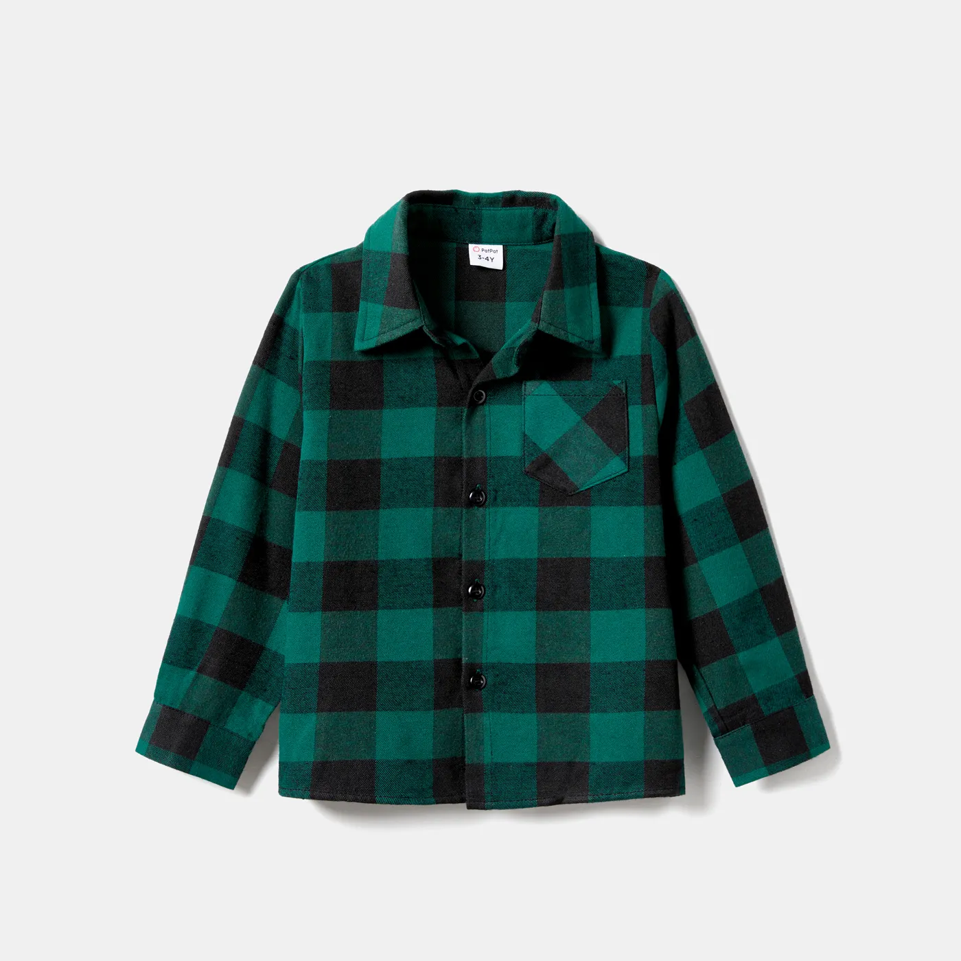 Family Matching Green Surplice Neck Belted Dresses and Plaid Shirts Sets Green image 6