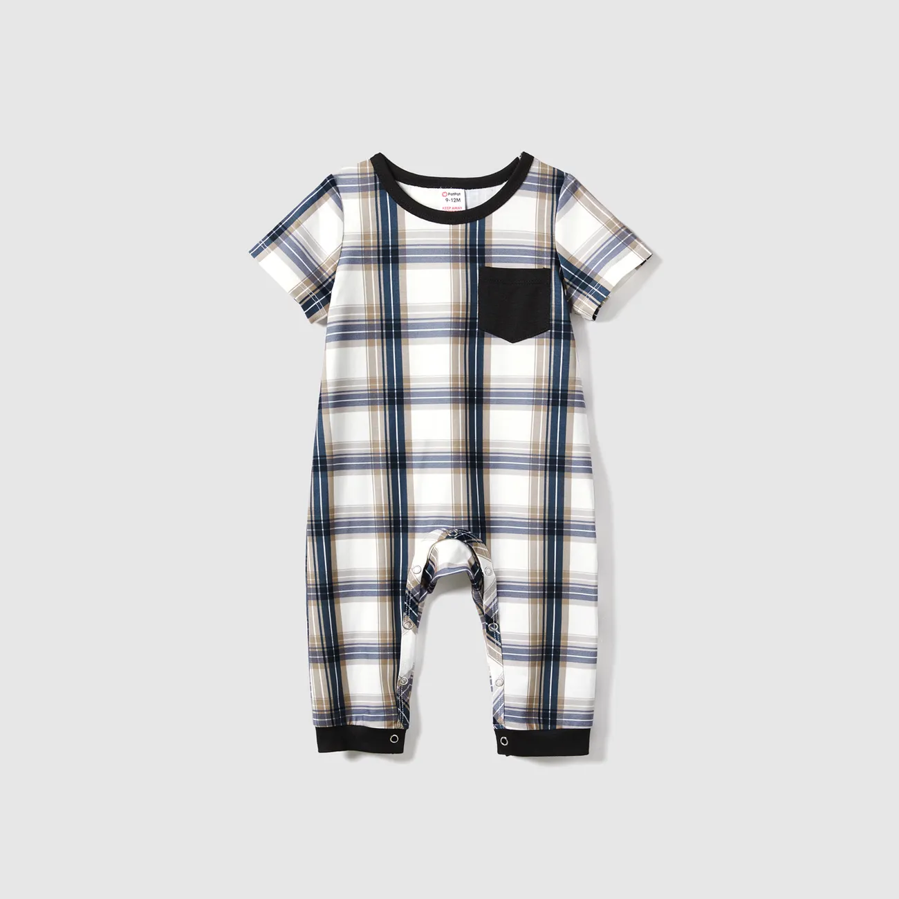 Christmas Family Matching Coffee Print Short-sleeve Plaid Pajamas Sets (Flame Resistant)  big image 1