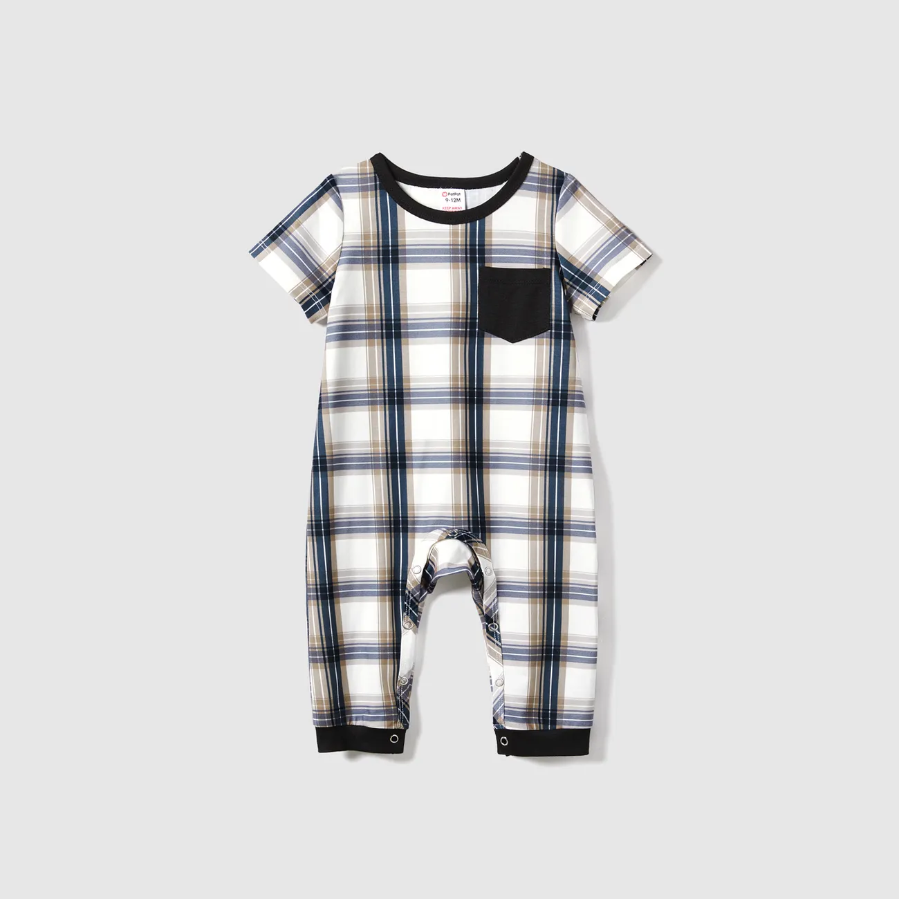 Christmas Family Matching Coffee Print Short-sleeve Plaid Pajamas Sets (Flame Resistant) big image 1