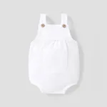 Ribbed Solid Pocket Decor Sleeveless Baby Romper White