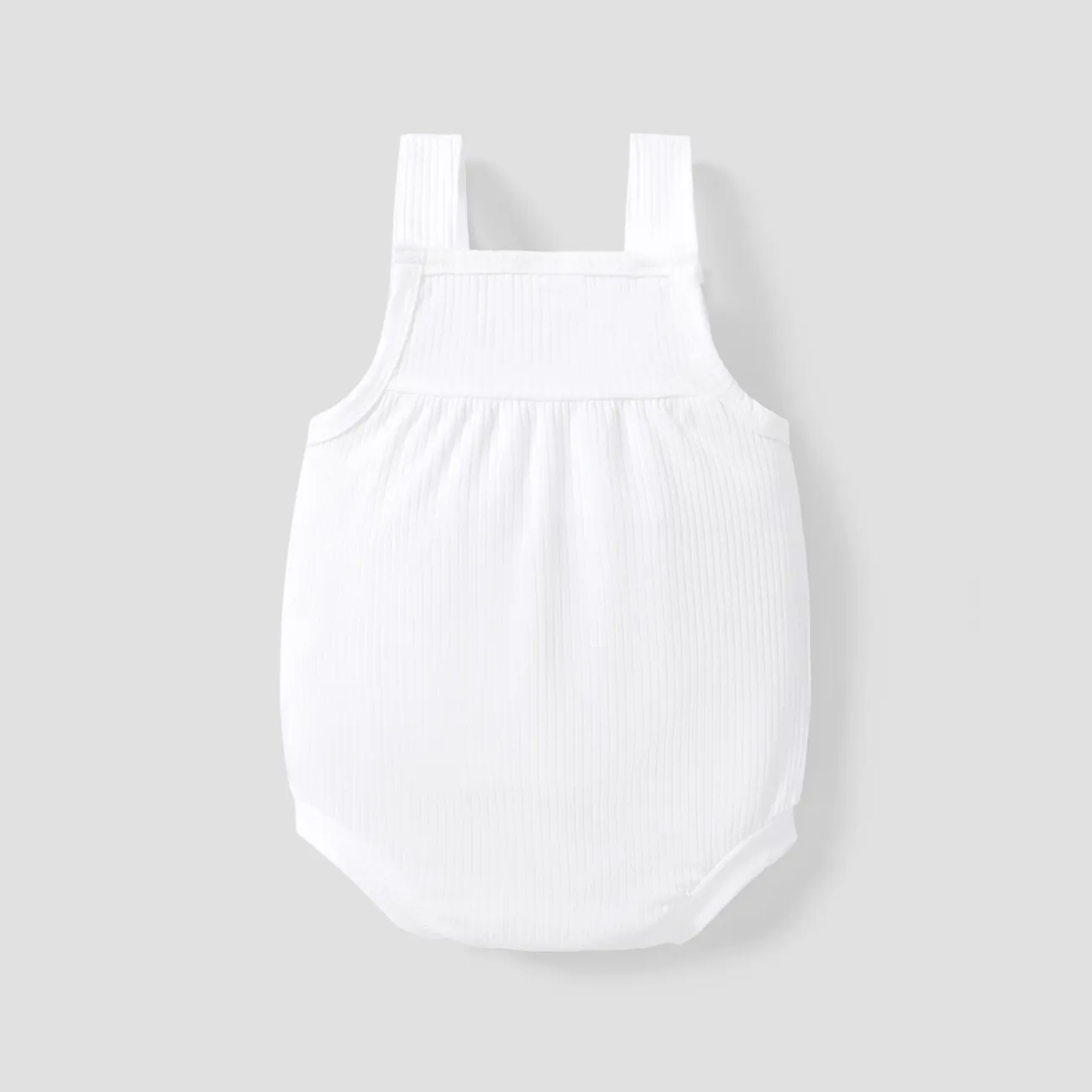 Bebé Unisex Bolsillo de parche Informal Camiseta sin mangas Mamelucos y monos Blanco big image 1