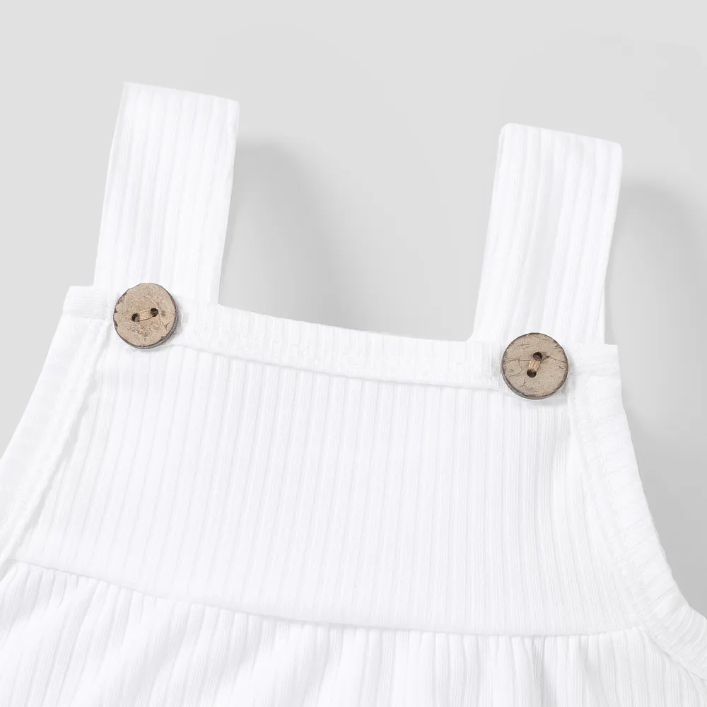 Ribbed Solid Pocket Decor Sleeveless Baby Romper big image 3