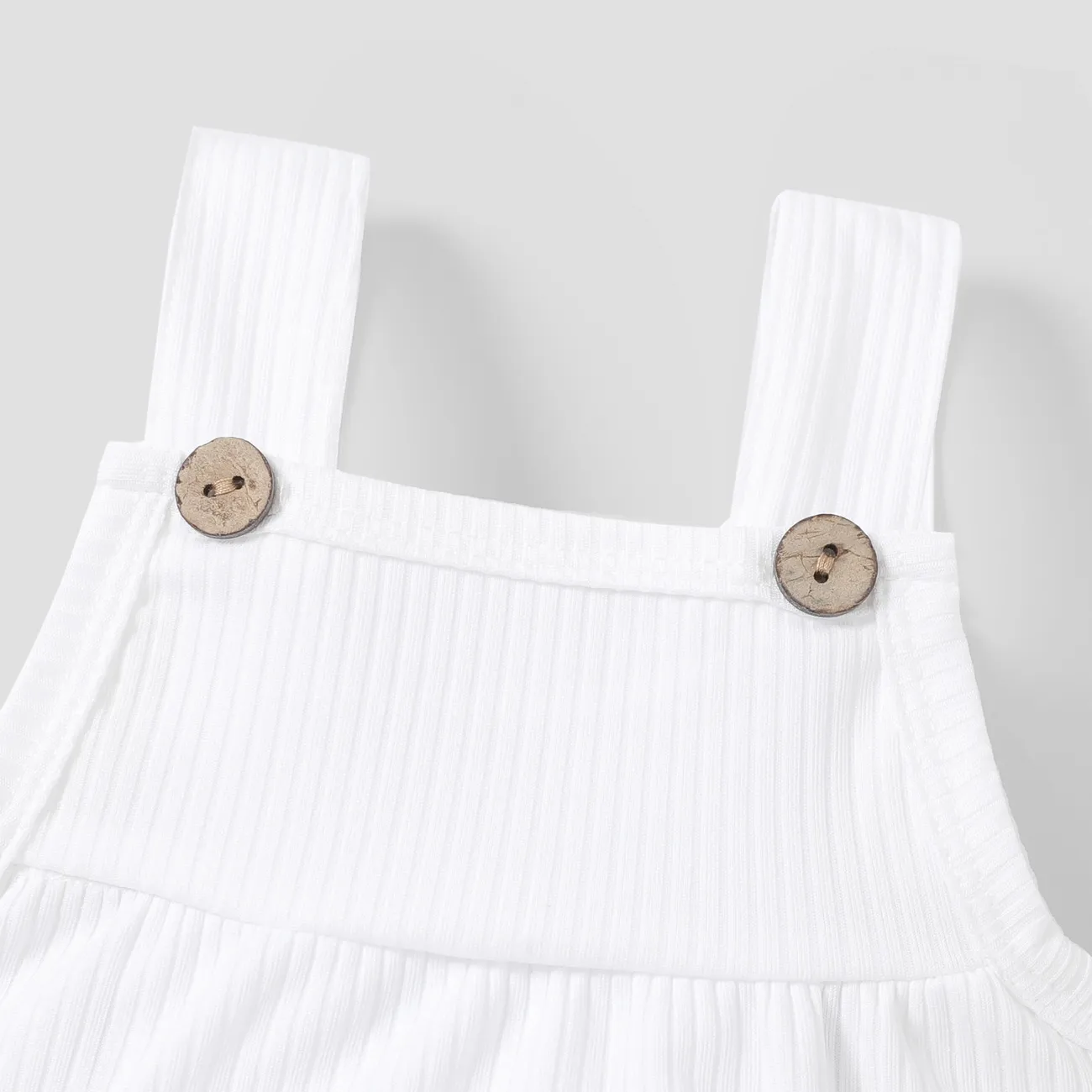 Bebé Unisex Bolsillo de parche Informal Camiseta sin mangas Mamelucos y monos Blanco big image 1