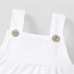 Ribbed Solid Pocket Decor Sleeveless Baby Romper White image 3