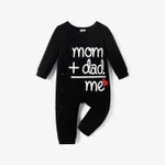 Baby Boy/Girl 95% Cotton Long-sleeve Love Heart and Letter Print Jumpsuit Black