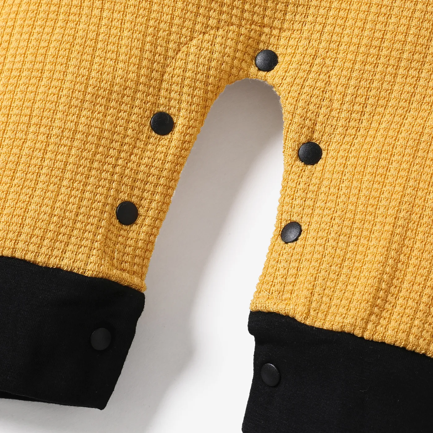 2pcs Baby Boy/Girl Letter Embroidered Long-sleeve Knitted Jumpsuit with Hat Set Yellow image 5