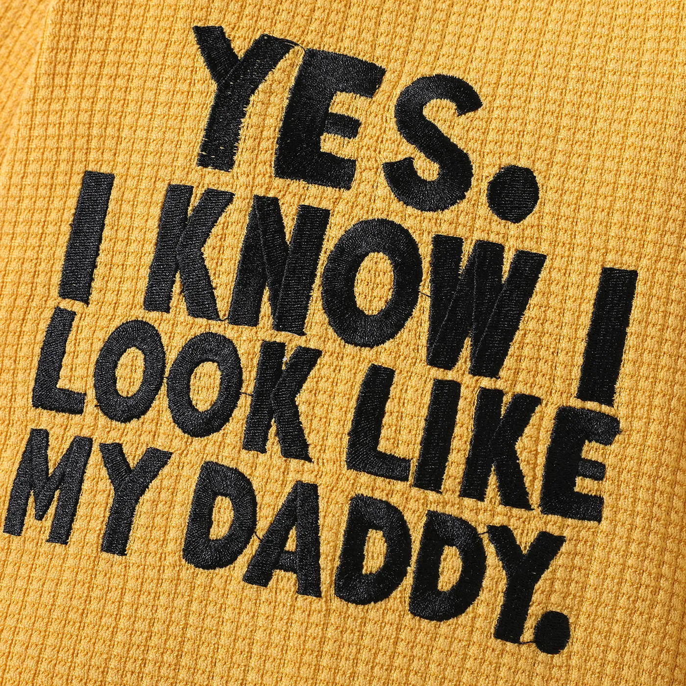 2pcs Baby Boy/Girl Letter Embroidered Long-sleeve Knitted Jumpsuit with Hat Set Yellow image 3