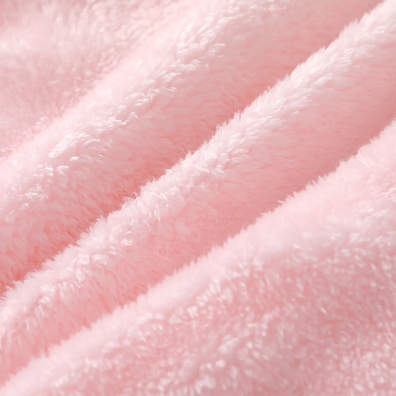 Solid Rabbit Decor Fleece Hooded Footed/footie Long-sleeve Baby Jumpsuit Pink big image 1