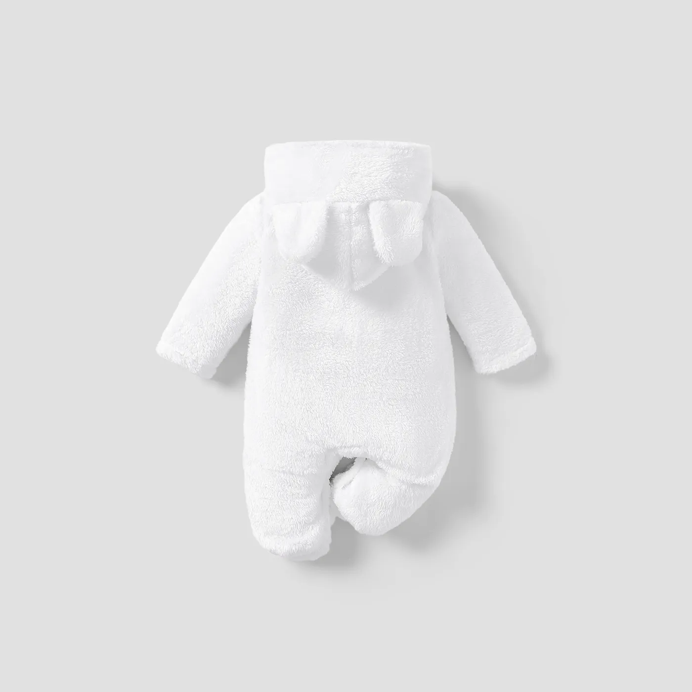 Solid Rabbit Decor Fleece Hooded Footed/footie Long-sleeve Baby Jumpsuit  image 2