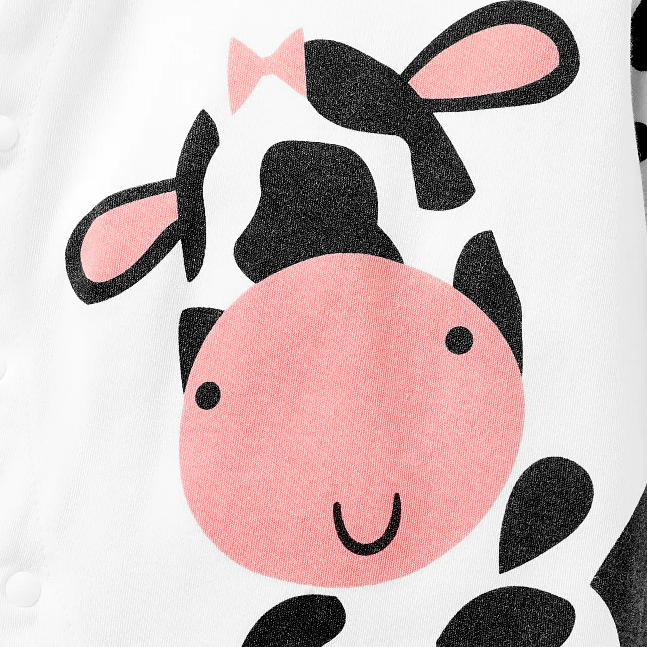 Bebé Unissexo Costuras de tecido Padrão de vaca Casual Manga comprida Macacão Branco big image 1