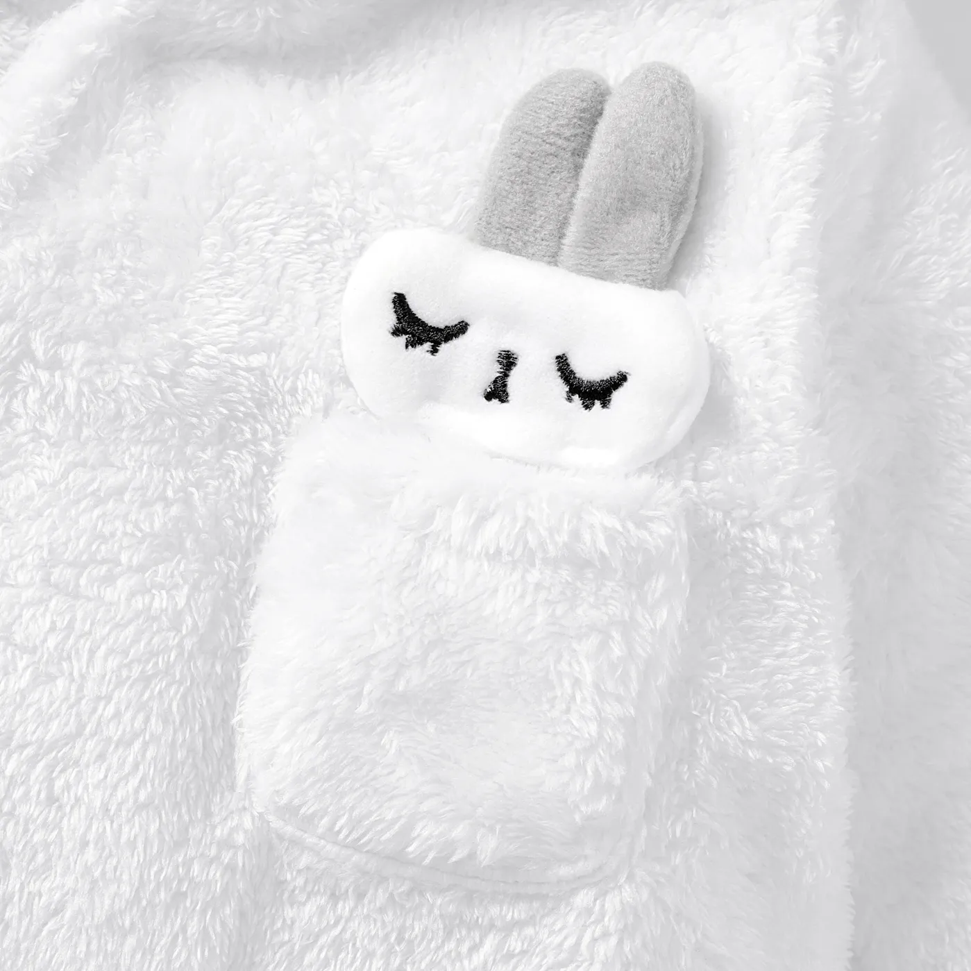 Solid Rabbit Decor Fleece Hooded Footed/footie Long-sleeve Baby Jumpsuit  image 4