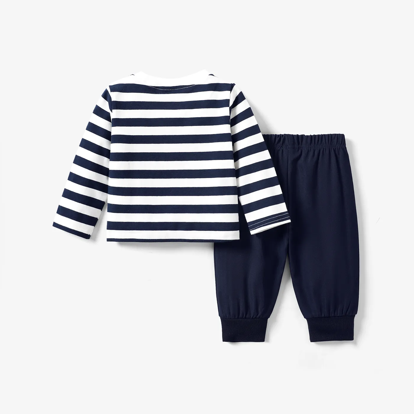 2pcs Baby Boy Animal Pattern Long Sleeve Set Dark Blue image 2