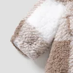 Khaki Plaid Fluffy Fleece Baby Lapel Long-sleeve Jumpsuit  image 4