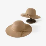 Mommy and Me Wool felt hat casual and versatile retro big brim hat suitable for autumn and winter Beige