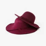 Mommy and Me Wool felt hat casual and versatile retro big brim hat suitable for autumn and winter Burgundy