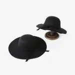 Mommy and Me Wool felt hat casual and versatile retro big brim hat suitable for autumn and winter Black