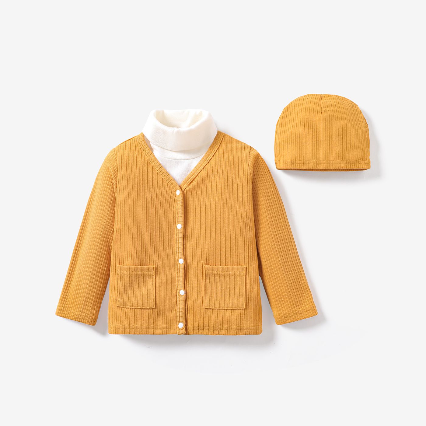 

2pcs Toddler Girl/Boy Solid Button Design with Matching Hat Jacket
