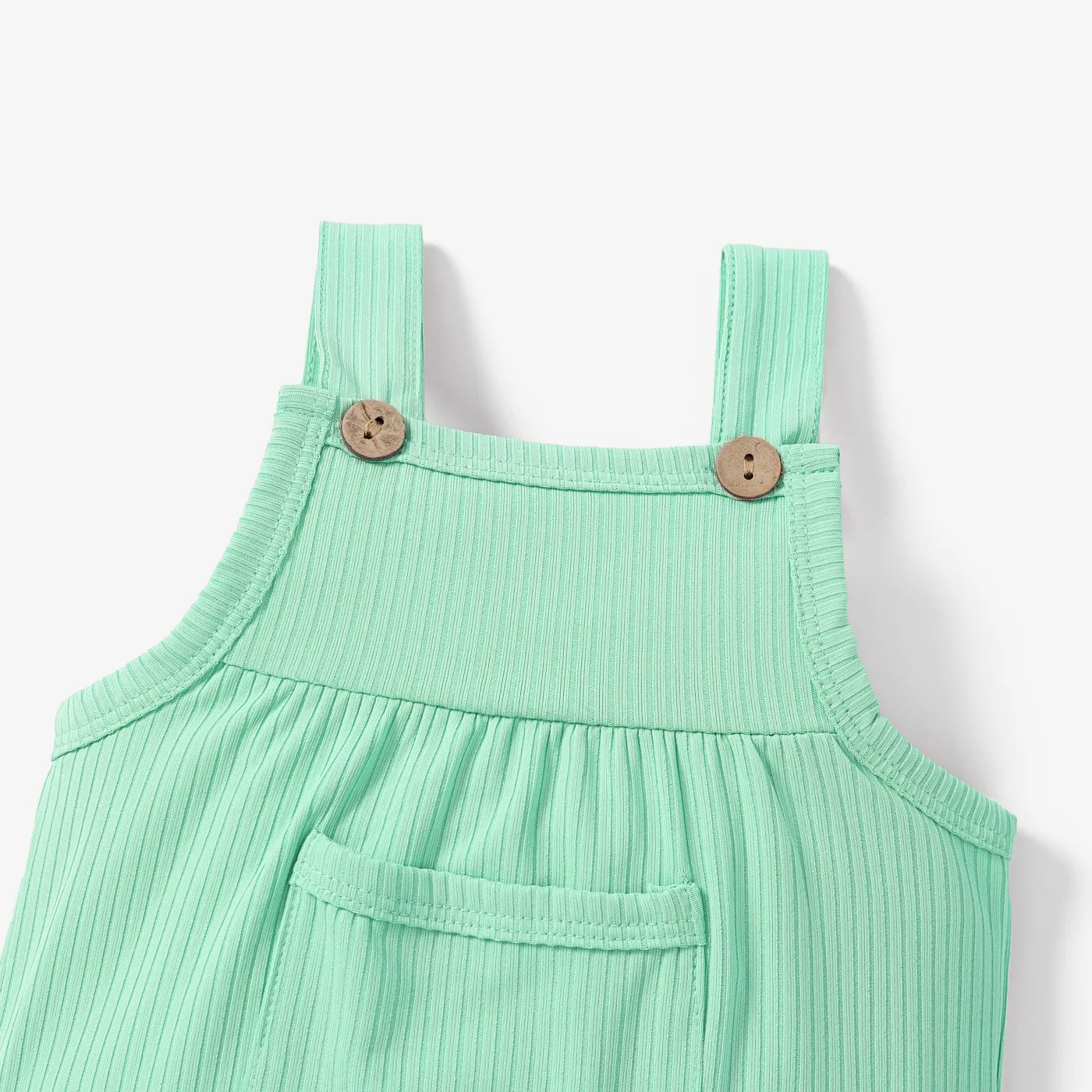 Ribbed Solid Pocket Decor Sleeveless Baby Romper  image 4