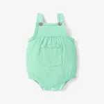 Ribbed Solid Pocket Decor Sleeveless Baby Romper Pale Green