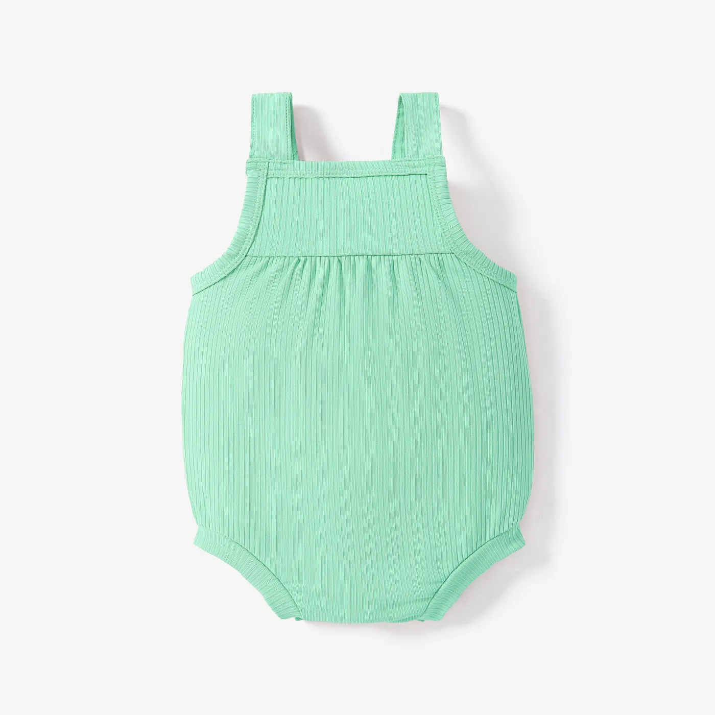Ribbed Solid Pocket Decor Sleeveless Baby Romper  image 3