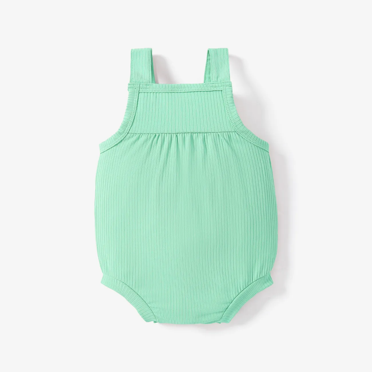 Bebé Unisex Bolsillo de parche Informal Camiseta sin mangas Mamelucos y monos Verde claro big image 1