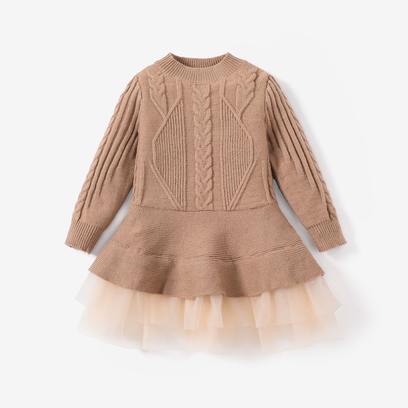 

Toddler Girl Sweet Mesh Textured Sweater Dress