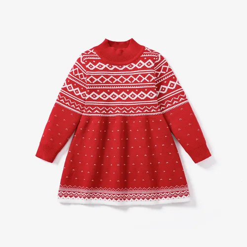Toddler Girl Sweet  Christmas Sweater Dress  