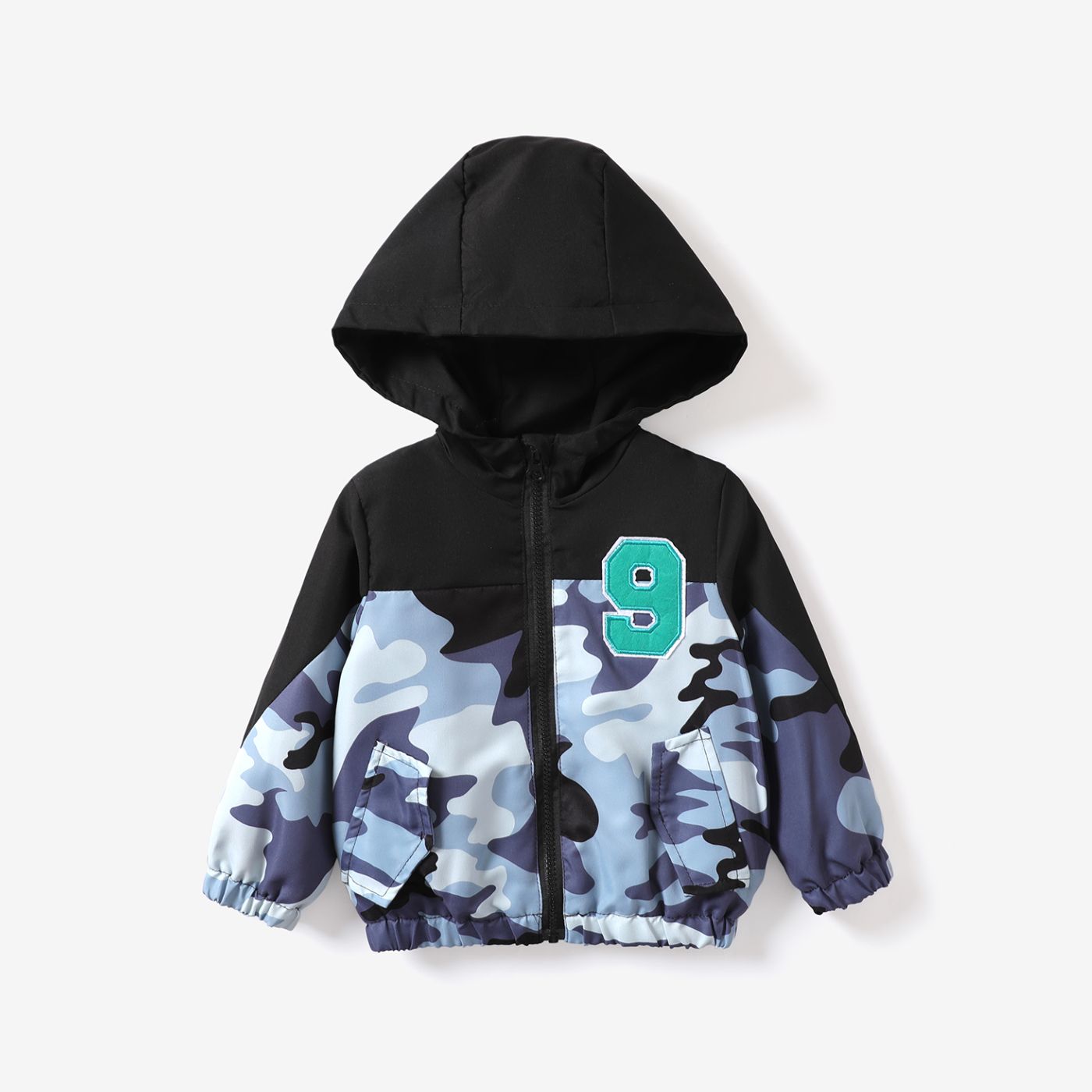 

Toddler Boy Camouflage Digital Pattern Hooded Jacket