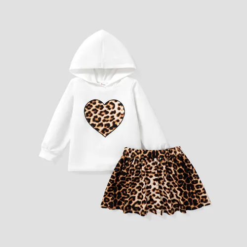  2PCS Toddler Girl Leopard Print Hooded Dress 