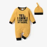 Vatertag 2 Stück Baby Unisex Stoffnähte Lässig Langärmelig Baby-Overalls gelb