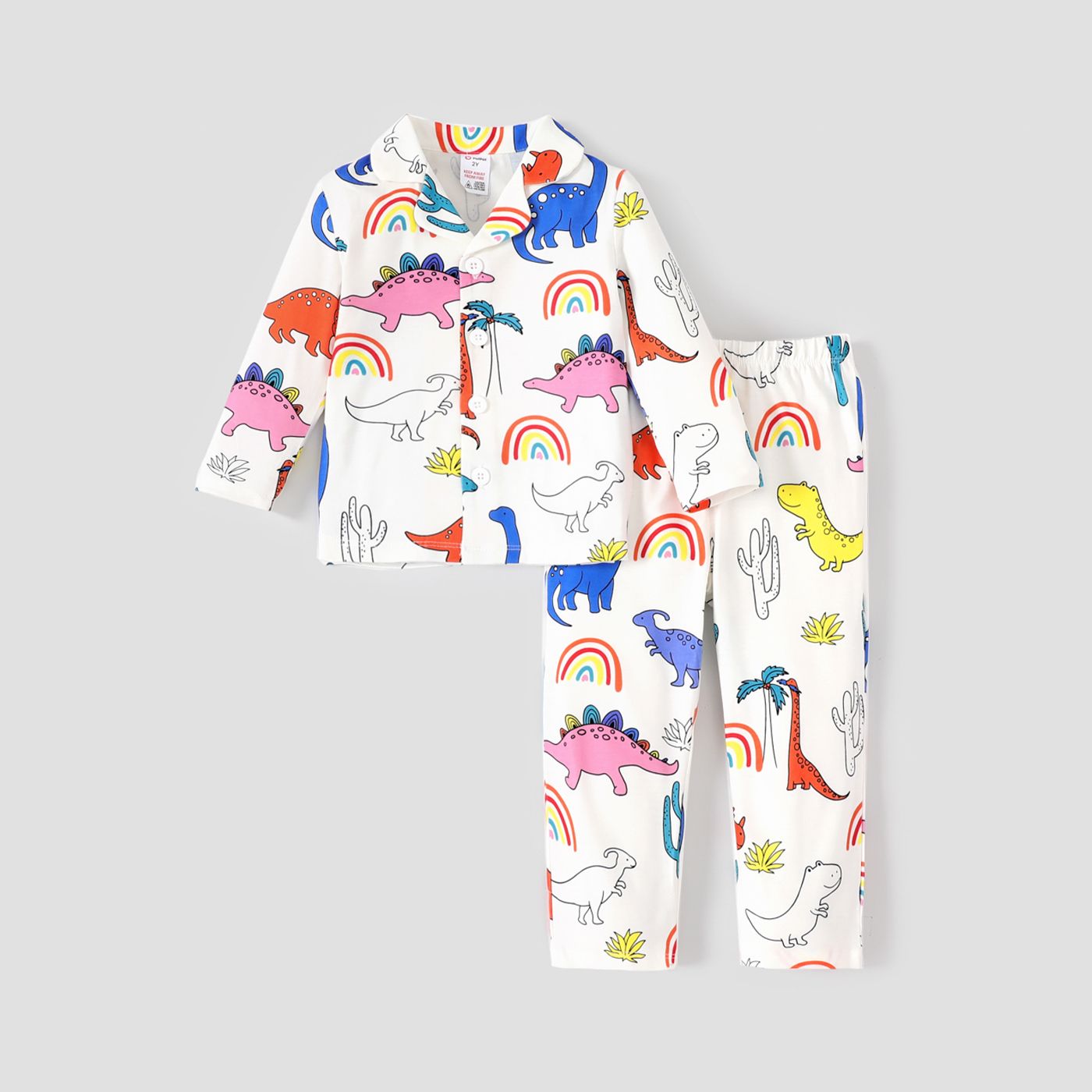 

2pcs Toddler Girl/Boy Cute Dinosaur Print Pajamas Set
