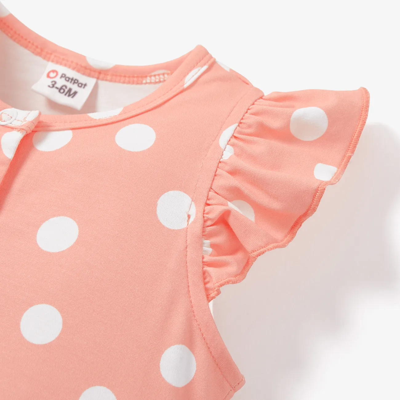 Naia™ Baby Girl Polka Dots or Butterfly Print Flutter-sleeve Romper Pink big image 1