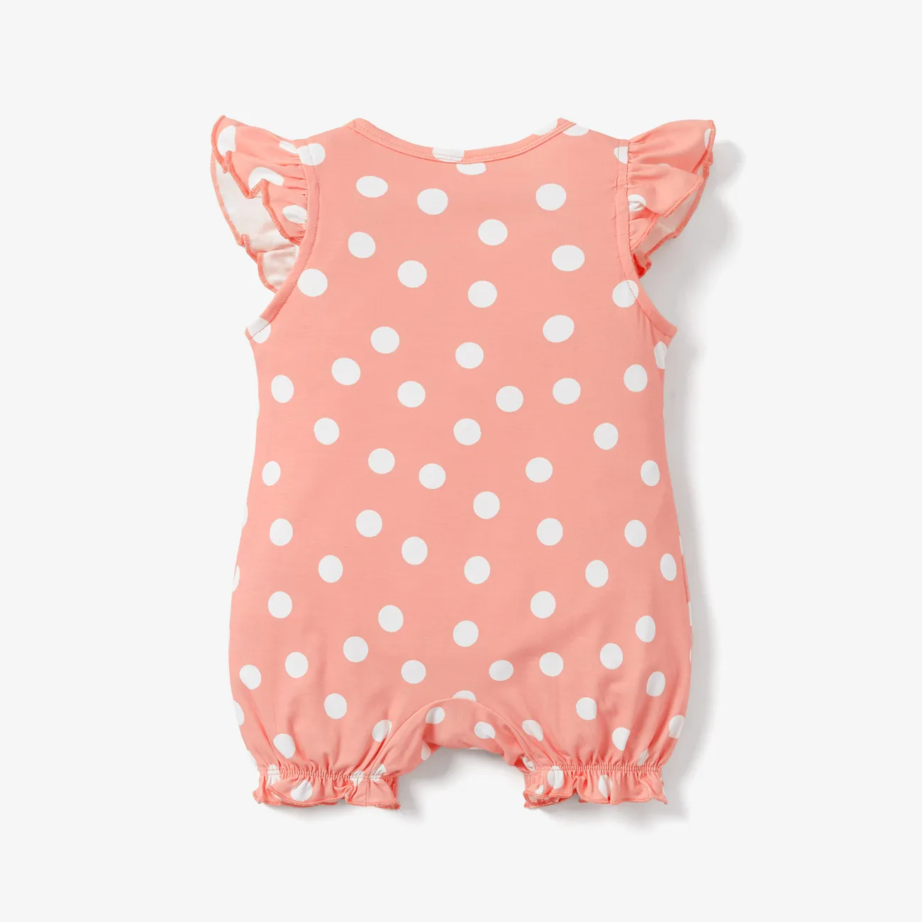 Naia™ Baby Girl Polka Dots or Butterfly Print Flutter-sleeve Romper Pink big image 1