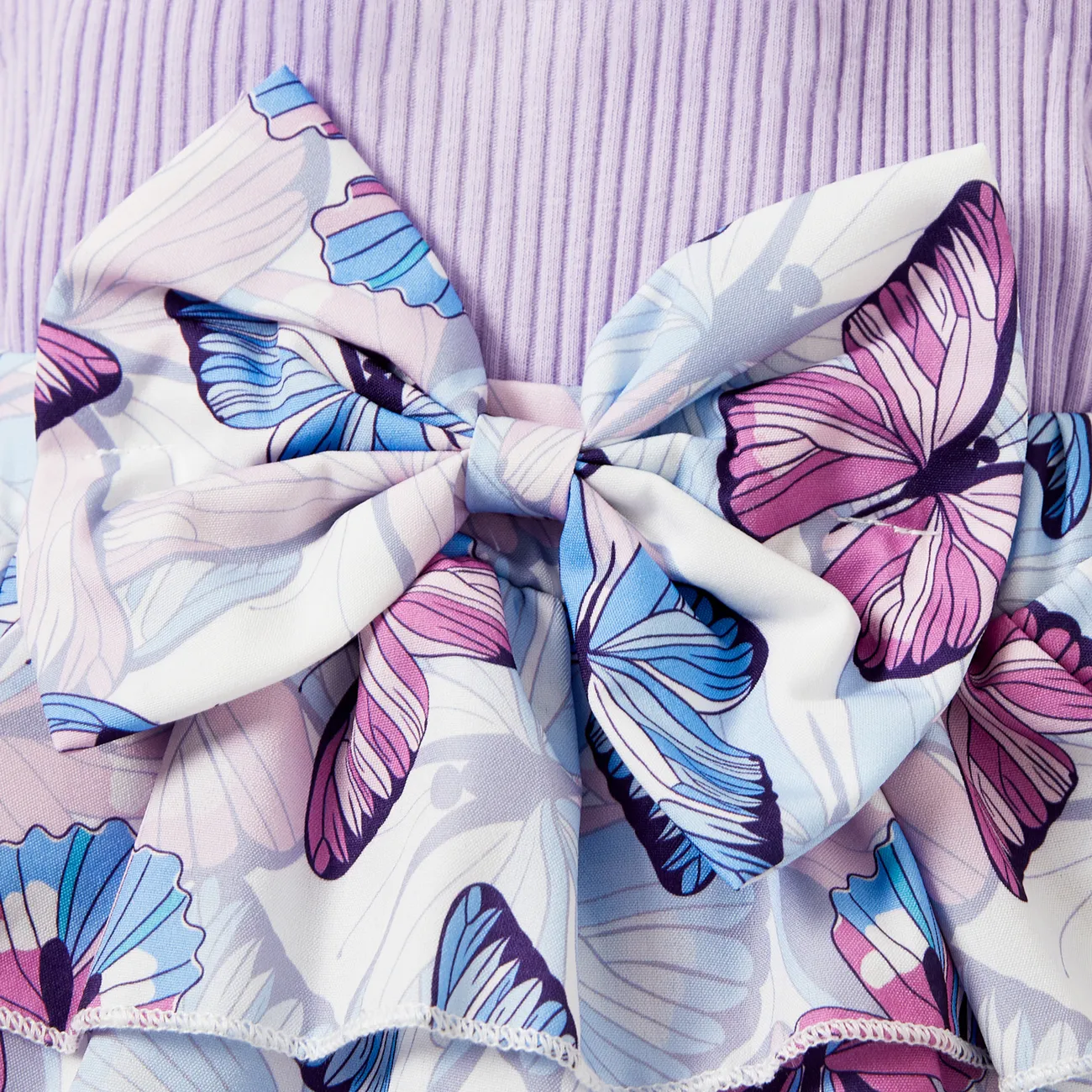 2 pièces Bébé Fille Couture de tissus Papillon Doux Débardeur Barboteuses Violet big image 1