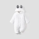 الصلبة مقنعين تصميم الدب 3D طويلة الأكمام بذلة الطفل أبيض