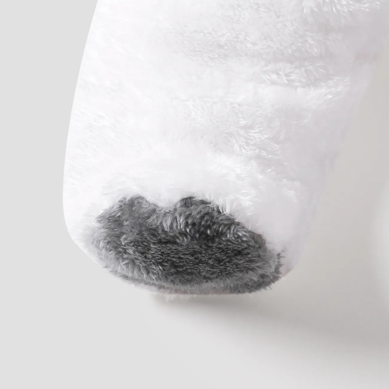 الصلبة مقنعين تصميم الدب 3D طويلة الأكمام بذلة الطفل أبيض big image 1