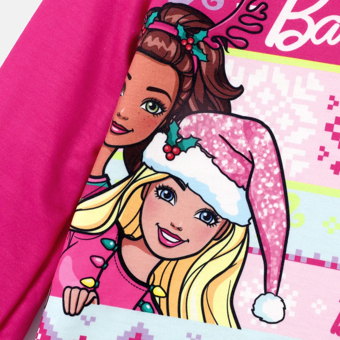 Barbie Toddler Girl Christmas Grass-green Ruffle Hem Long-sleeve Dress  image 3