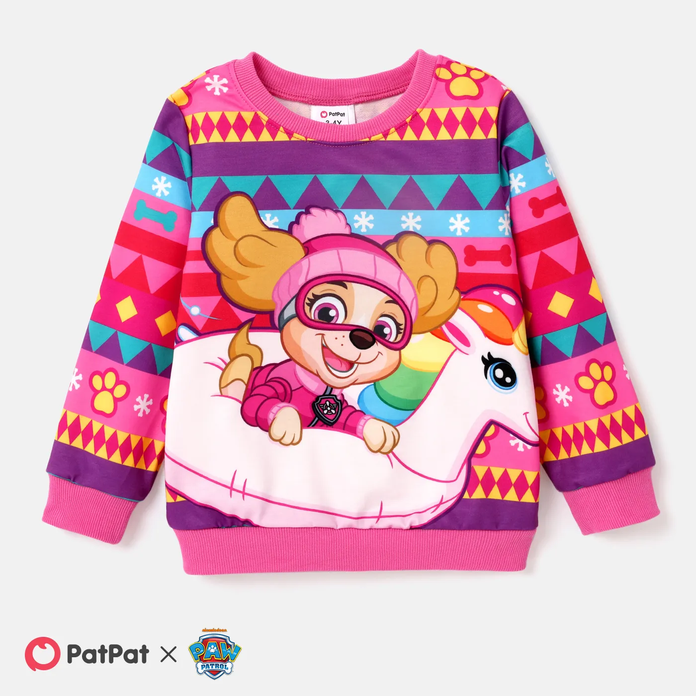 PAW Patrol Toddler Girl/Boy Character Print Long-sleeve Pullover Sweatshirt Pink