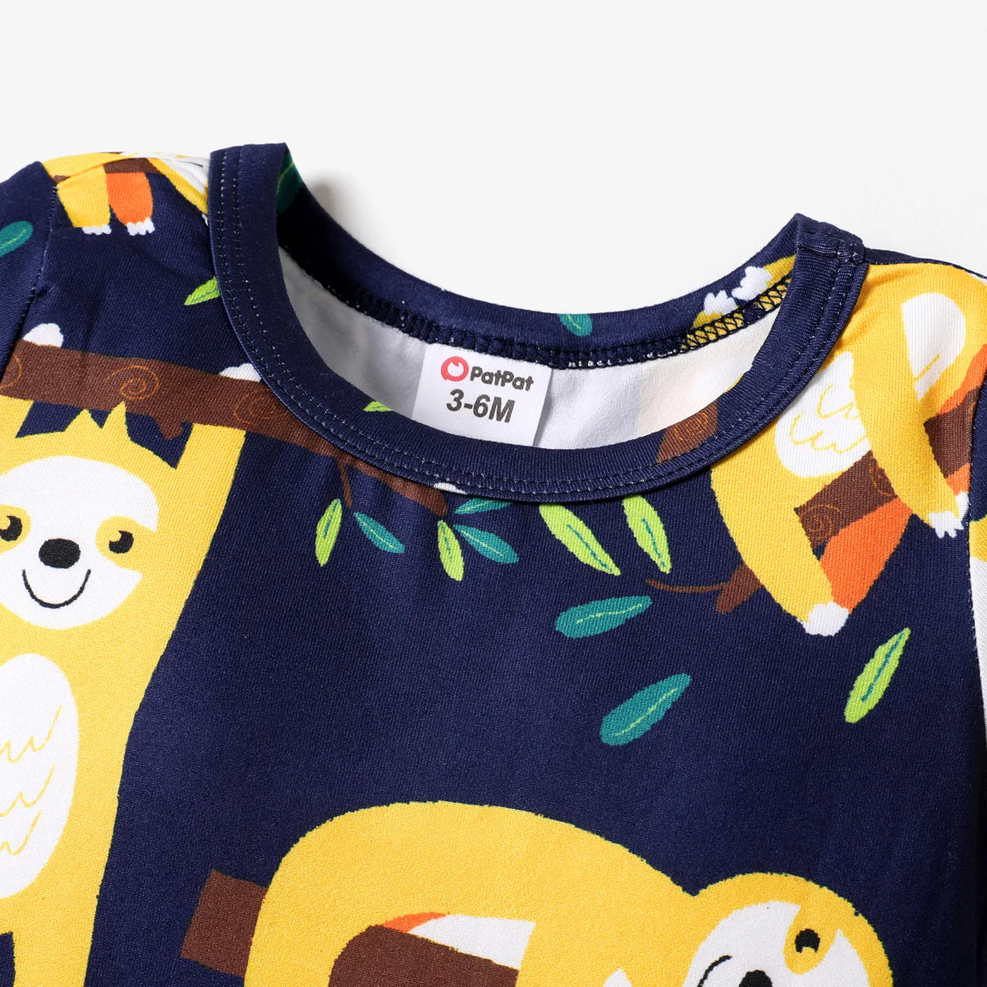 Baby Boy All Over Cartoon Sloth Print Black Short-sleeve Romper Color block image 3