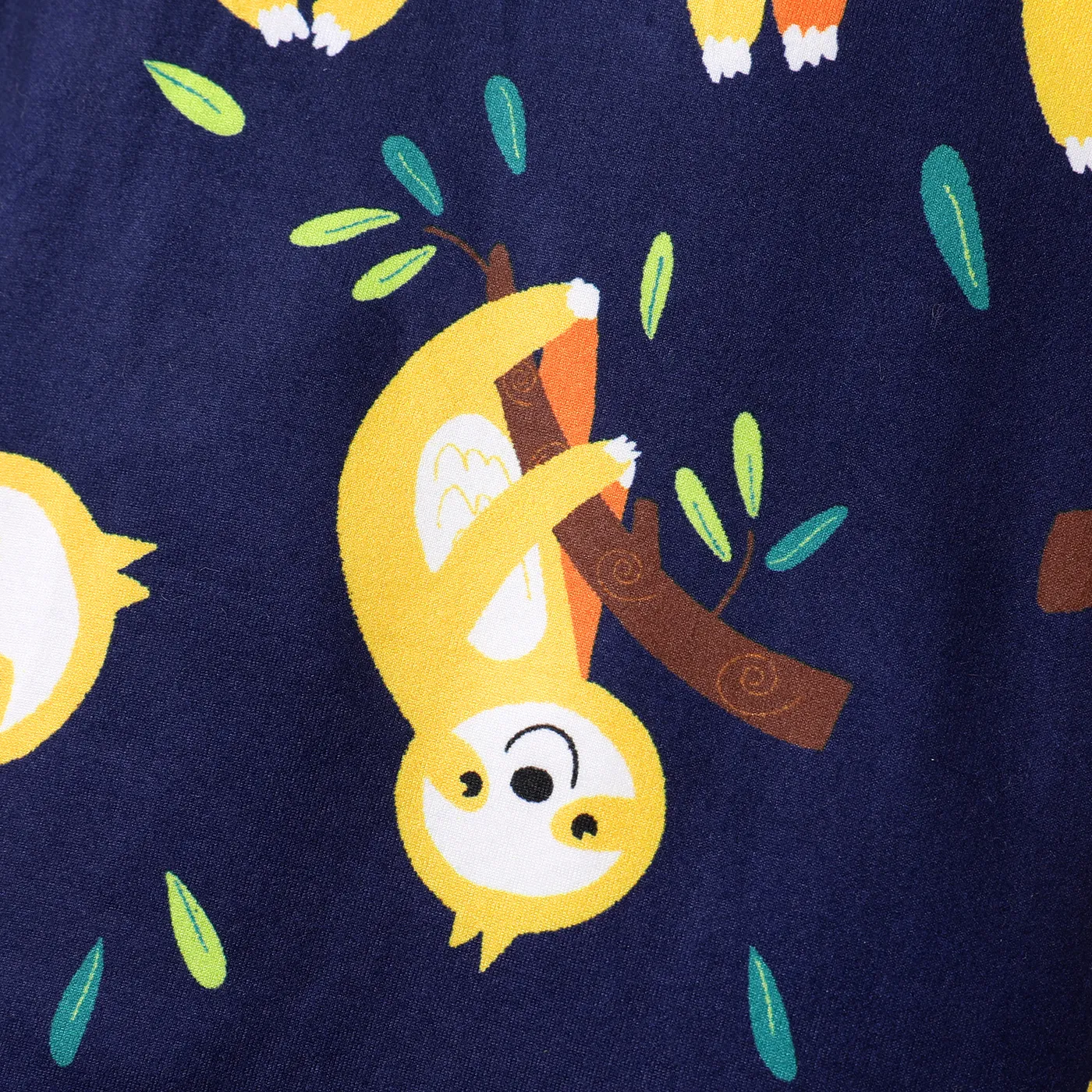 Baby Boy All Over Cartoon Sloth Print Black Short-sleeve Romper Color block image 5