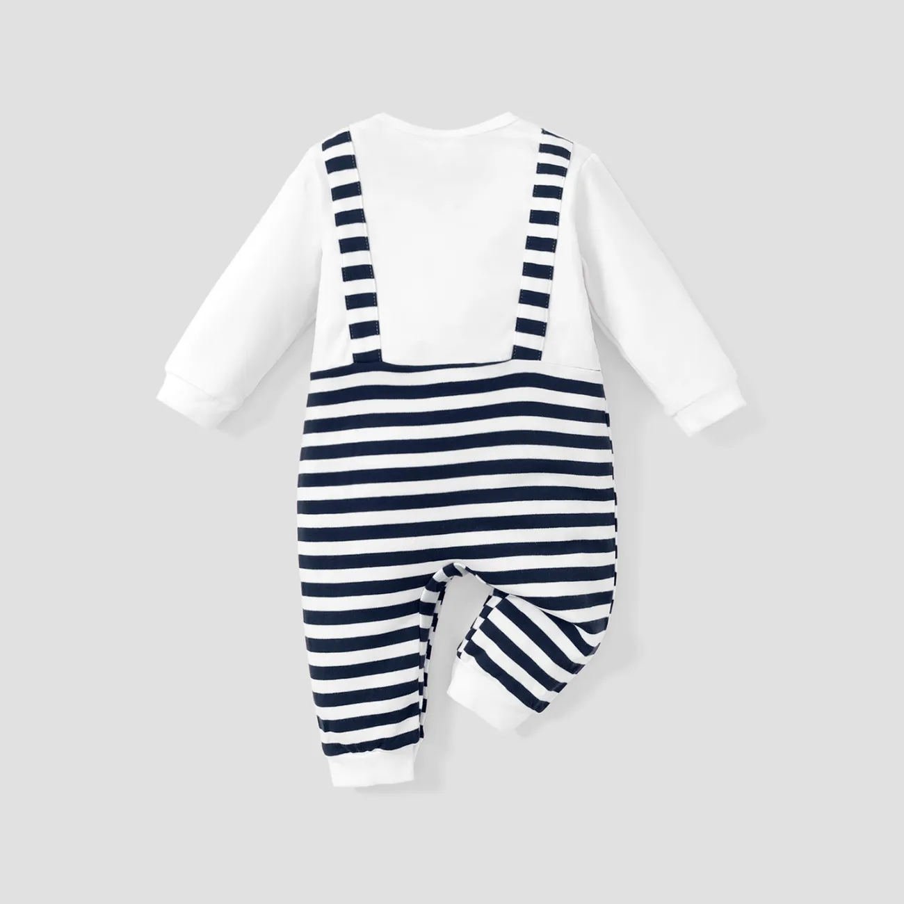 Baby Jungen Unechter Zweiteiler Lässig Langärmelig Baby-Overalls dunkelblau / weiß big image 1