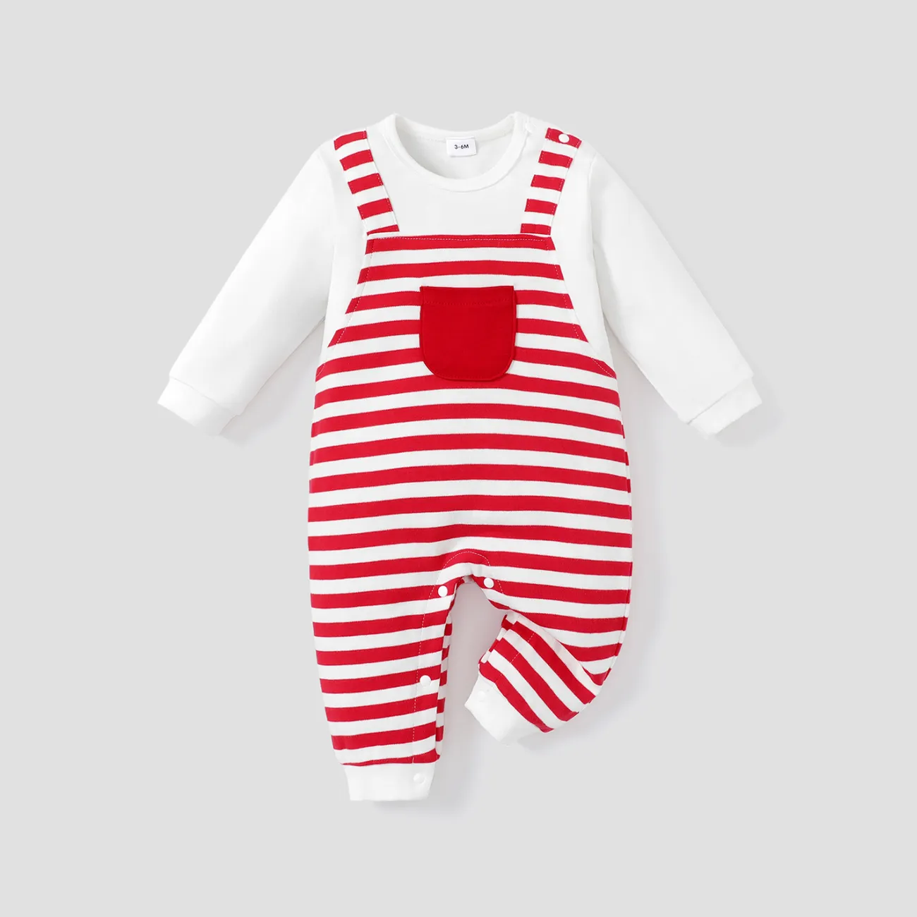 Baby Jungen Unechter Zweiteiler Lässig Langärmelig Baby-Overalls rot big image 1