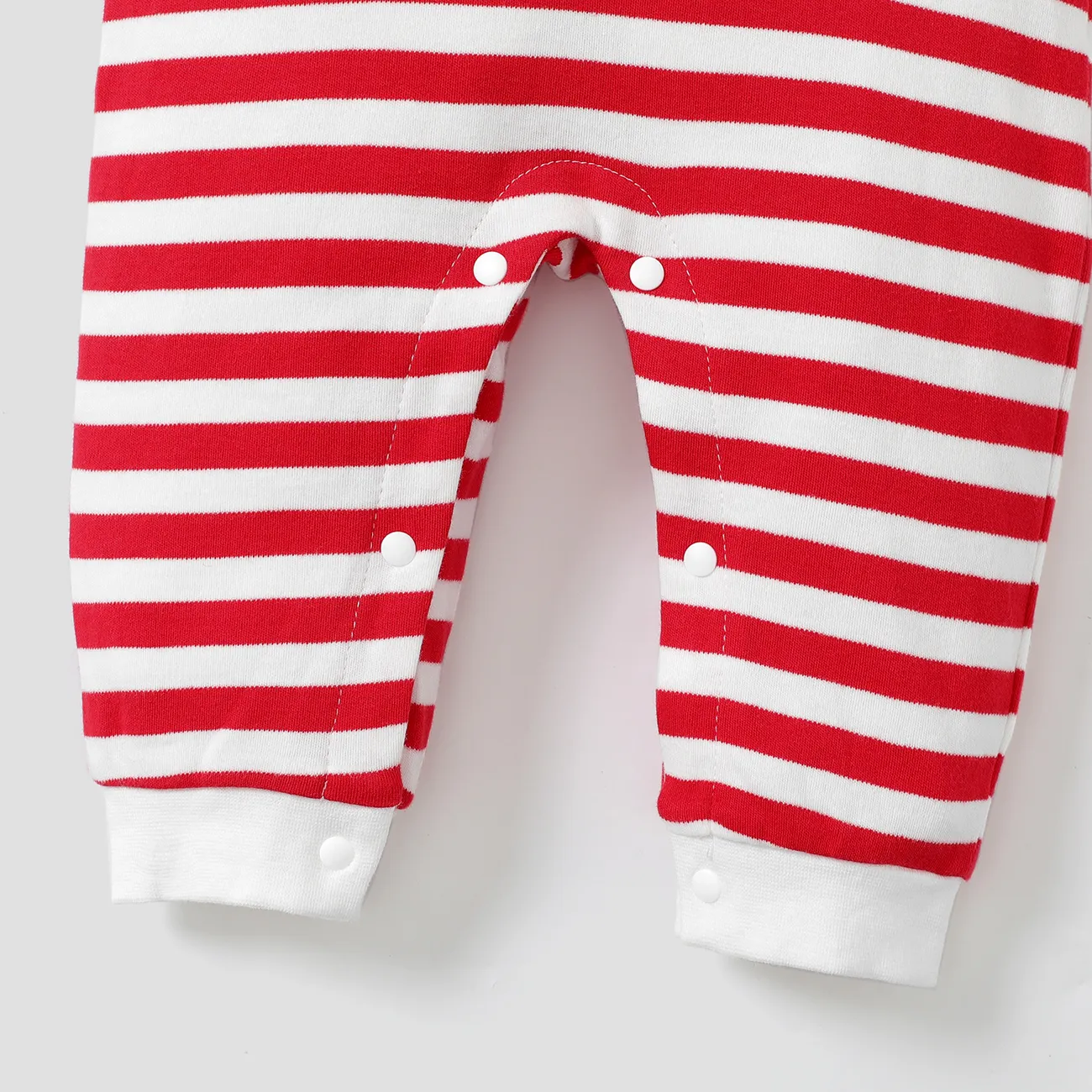 100% Cotton Stripe Print Long-sleeve Baby Navy White Jumpsuit Red big image 1