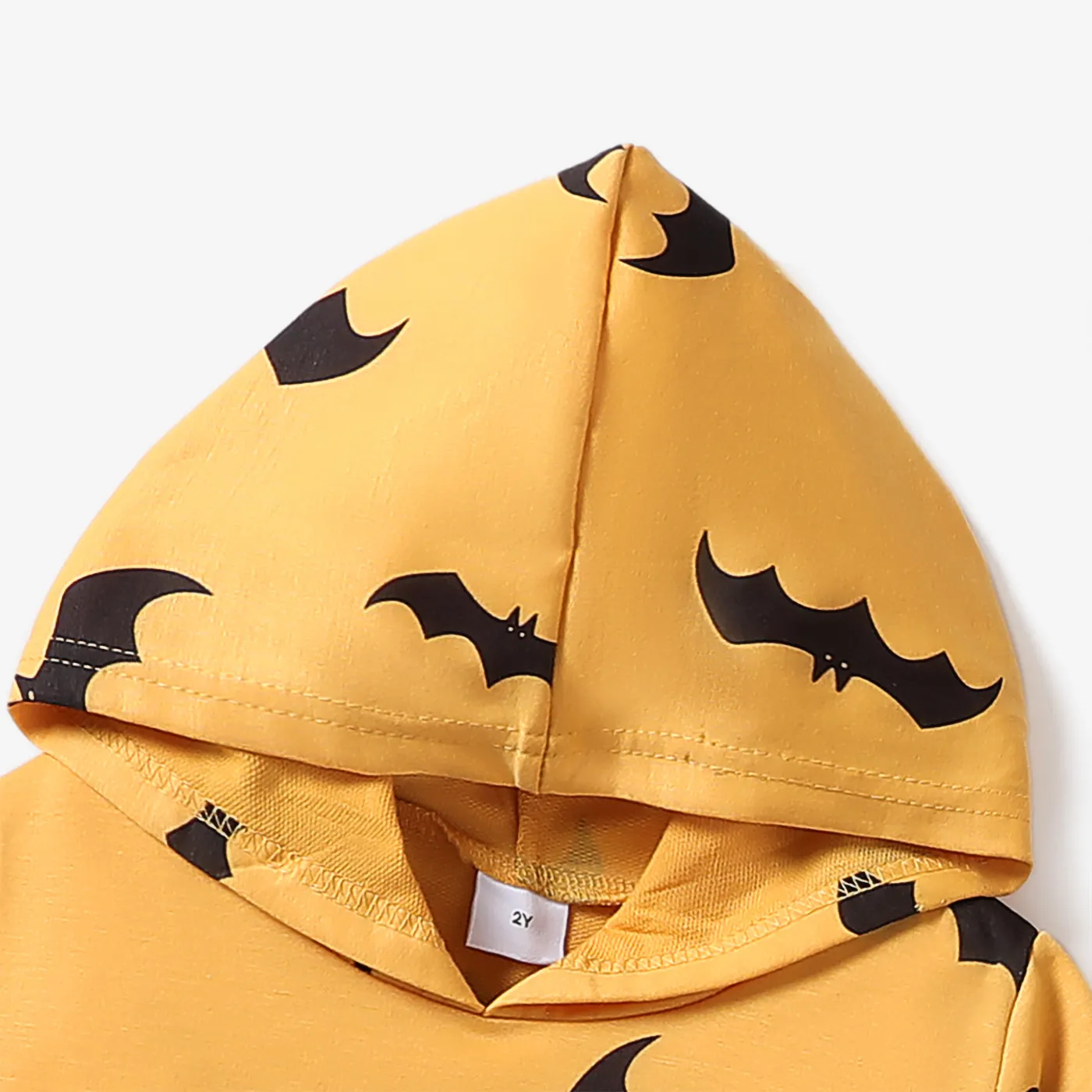 2pcs 100% Cotton Toddler Boy Halloween Avant-garde Bat Pattern Hooded Set Black image 3