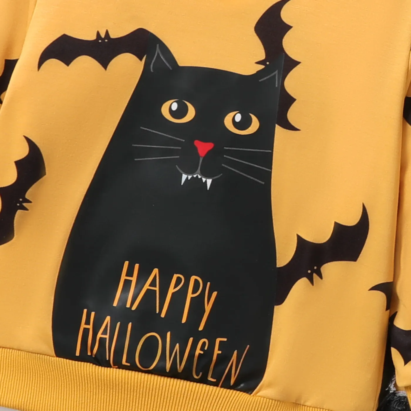 2pcs 100% Cotton Toddler Boy Halloween Avant-garde Bat Pattern Hooded Set Black image 4