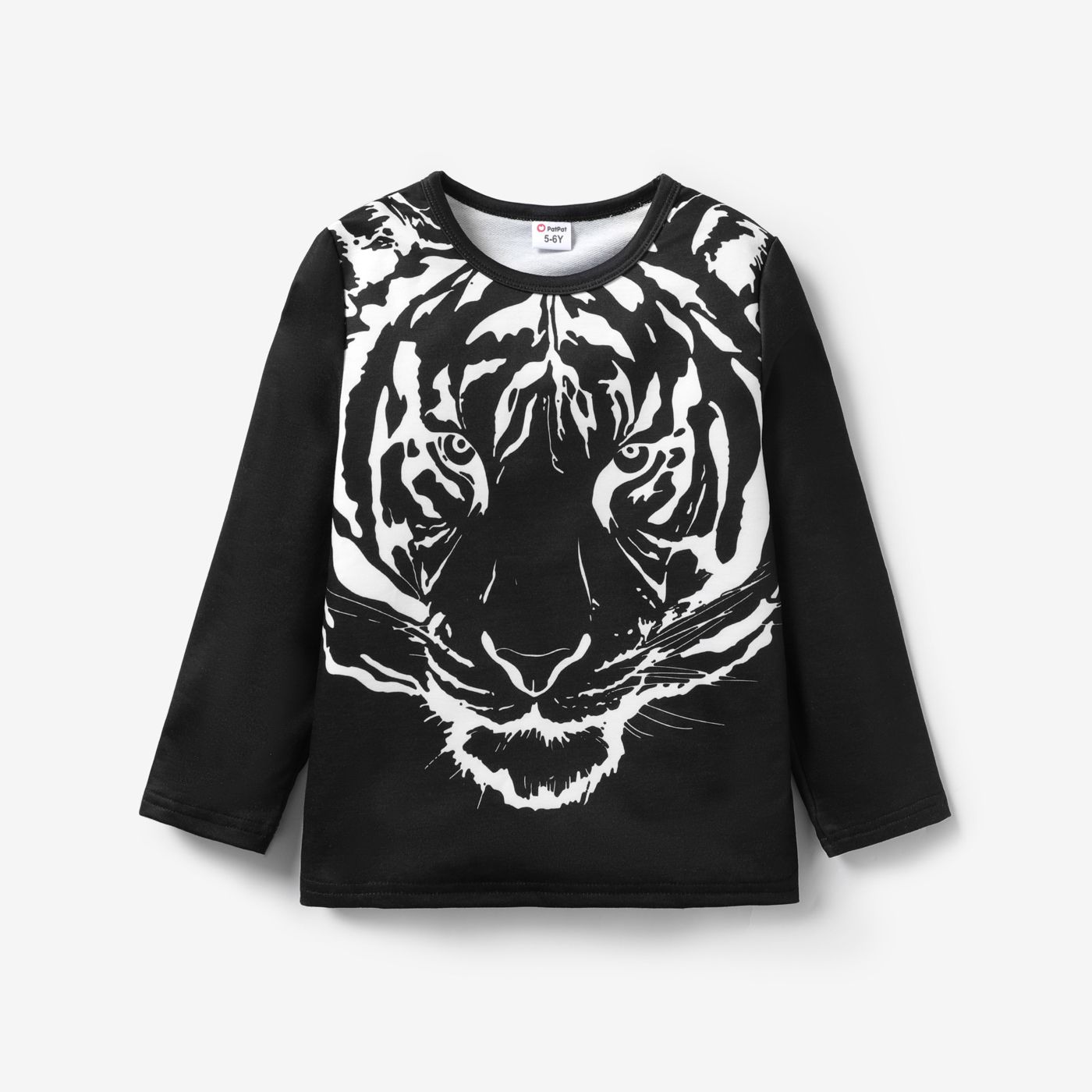 Kid Boy Tiger Head Print Long Sleeve T-Shirt